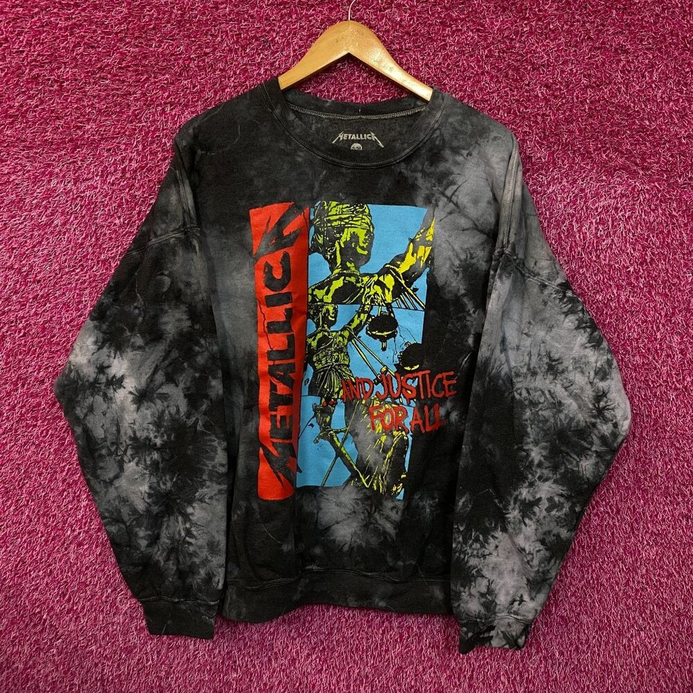 Metallica And Justice For All Tie Dye Crewneck Sweater S/M